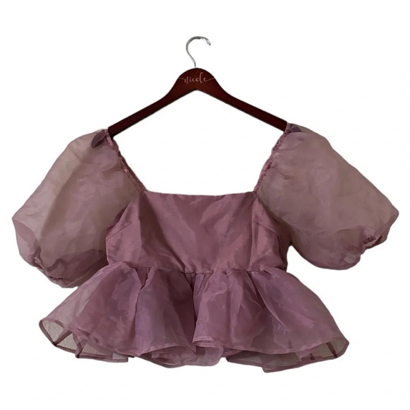 NWT Altar’d State Olsen Puff Sleeve Top in Mauve, Size Medium - Picture 2 of 6